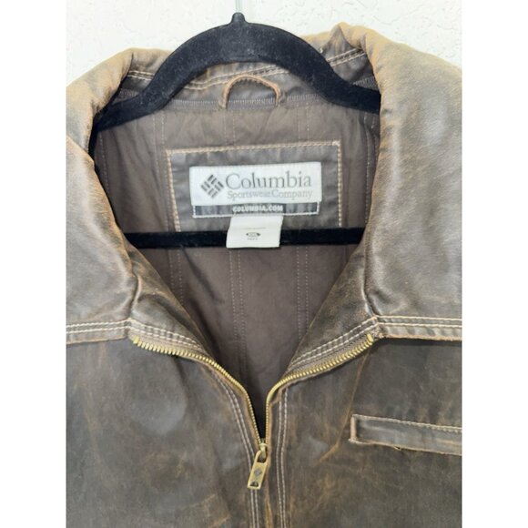 VTG Columbia Bomber Jacket Brown Cotton Full Zip Lined Outdoor Mens 2XL Dress Z - Picture 3 of 9